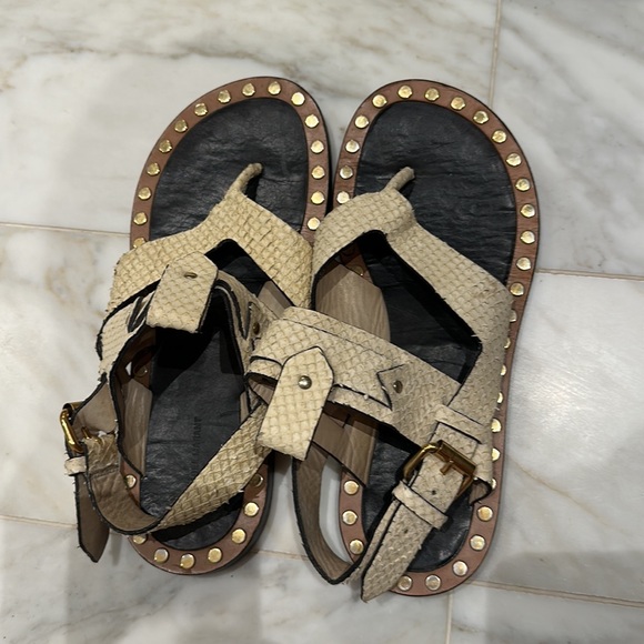 Isabel Marant Snakeskin Embossed Texture Gladiator Sandals 37 - Picture 2 of 4